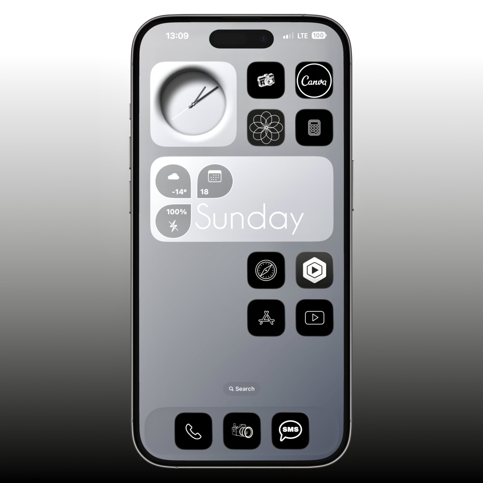 Clean iPhone homescreen setup